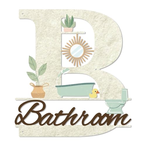 Putuo Decor Bathroom Metal Wall Decor Sign, Letter B Metal Art, Bathtub and Plant Design, Farmhouse Rustic Bathroom Wall Hanging - color: Metal Letter B Bathroom Decor
