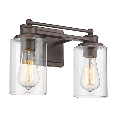 Vanity Lights for Bathroom, HWH Farmhouse 2 Light Vanity Wall Lamp with Oil-Rubbed Bronze Finish, Wall Lighting Over Mirror, Dressing Table, Powder Room, 5HLT63B-2W ORB - color: ORB, size: 2 Lights