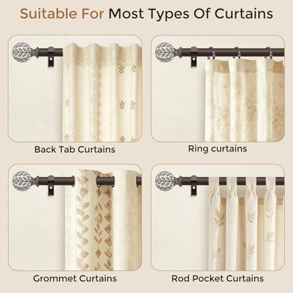 2 Pack Curtain Rod 36-122 Inch Boho Wood 1 Inch Window Curtain Rod - color: Walnut Wood, size: 36''-122'' (2 Pack)