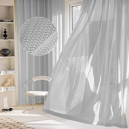 2 Panels Set Sheer Curtains 84 inch Length Light Gray 52" W x 84" L - color: Light Gray, size: 52"W x 84"L (Pack of 2)