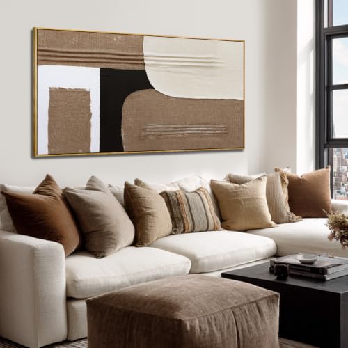 Large Wall Art Black White Brown Wall Decor Texture For Living Room 29x58in - color: Black and White and Brown, size: 58"L x 29"W
