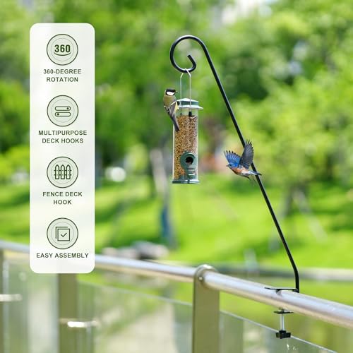MIXXIDEA Heavy Duty Extensible Deck Hook - Adjustable for Hanging Bird Feeders, Plants, Suet Baskets, Wind Chimes, Lanterns - size: 28in Long Curled Hook-1 Pack