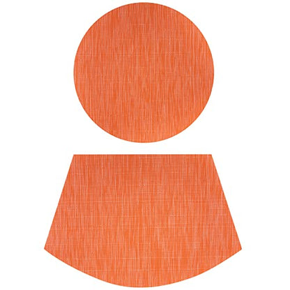 SHACOS Round Table Placemats Set of 5 Woven Vinyl Wedge Placemats with Centerpiece Round Table Mats Heat Resistant Wipe Clean (5, Orange) - color: Orange