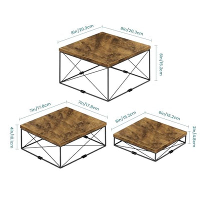 ELITEROO Buffet Risers and Stands, Square Display Risers, Wood Food Riser - size: 6"x7"x8" with X frame
