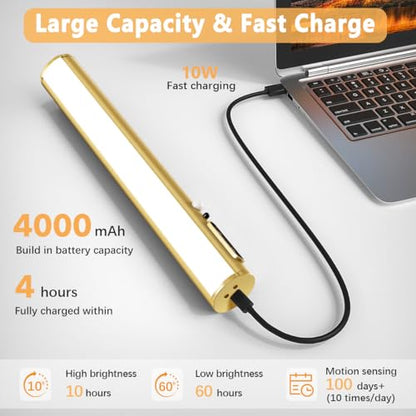 Hapfish Motion Sensor Battery Operated Wall Sconce,Wireless Picture Lights - color: Motion Sensor Gold