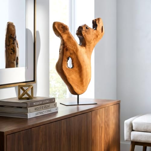 WELLAND Irregular Cedar Wood Sculpture 8.75" W x 1.75" D x 17.75" H Natural Edge Tabletop Statues, Handmade Ornaments, Décor for Living Room, Home Office, Bedroom, - size: Large