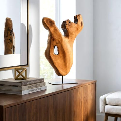 WELLAND Irregular Cedar Wood Sculpture 8.75" W x 1.75" D x 17.75" H Natural Edge Tabletop Statues, Handmade Ornaments, Décor for Living Room, Home Office, Bedroom, - size: Large