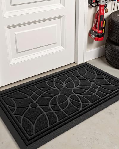 DEXI Front Door Mat Outside Entrance 24x47, Heavy Duty Non Slip, Black - color: Black, size: 24" X 47" (Rectangular)