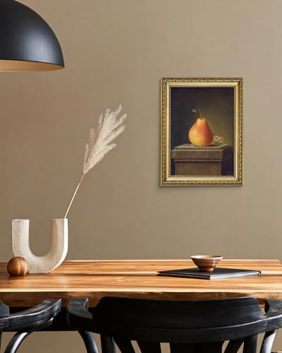 AIMAILON Framed Autumn Pear Insect Picture, American Country Style 12x16 - color: Pear and Butterfly, size: 16"L x 12"W