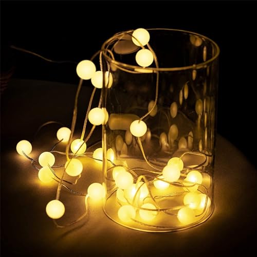 Hiboom 1 Pack Globe Ball String Lights, 10 Ft 30 LEDs 8 Lighting Modes