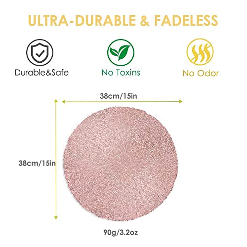 GIVERARE Placemats Set of 4, Round Heat-Resistant Vinyl Placemat, 15 inch Non-Slip Washable PVC Table Mat, Easy to Clean Premium Plastic Mats for Dining, Kitchen Table (Bright Pink) - color: Bright Pink