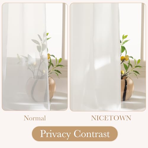 NICETOWN Non See Through Bedroom Curtains 2 Panel Sets 84 Inch Length - color: Ivory White, size: 52"W x 84"L (Pack of 2)
