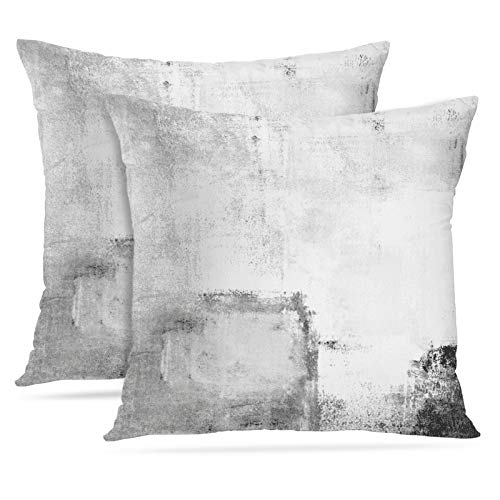 Britimes Throw Pillow Covers Set of 2, 18 x 18 Inch, White Grey - color: Black White, size: 18" x 18" (Pack of 2)