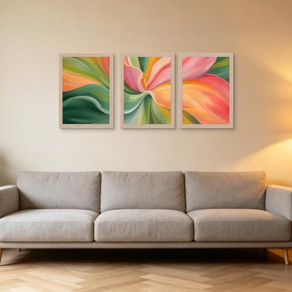 Framed Abstract Floral Canvas Wall Art 3 Pcs Botanical Decor 12x16 Inch