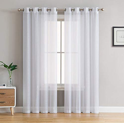 HLC.ME Semi Sheer Grommet Window Curtains, 2 Panels, 54x84 Inch, White - color: White, size: 54"W x 84"L (Pack of 2)