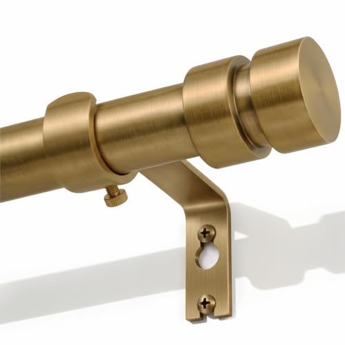 Warm Gold Curtain Rods with Solid Metal Finials 28 to 48 Inches Adjustable Heavy Duty 1 Inch Brass Curtain Rod for Windows, Modern Decorative Drapery Rods for Bedroom Kitchen Living Room - color: Warm Gold, size: 28"-58"