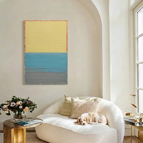Modern Abstract Canvas Wall Art for Living Room, 3D Textured Oil Painting - color: Yellow, size: 24"L x 36"W