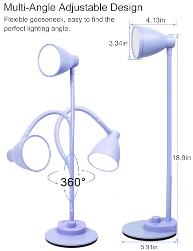 BOHON LED Desk Lamp with USB Charging Port, 3 Color Modes Dim, Lilac Purple - color: Lilac Purple