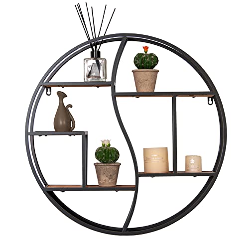Round Wall Shelf,Decorative Circle Floating Shelves - color: Black