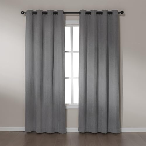 Amazon Basics Chenille Room Darkening Curtains, Light Filtering Window Drapes for Bedroom and Living Room, 2-Panel Set with Grommets, 52" W × 84" L, Grey Solid - color: Grey, size: 52"W x 84"L (Pack of 2)