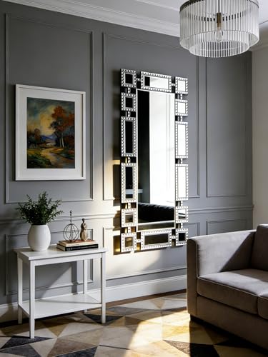 Large 47"x24" Decorative Mirror with Crystal