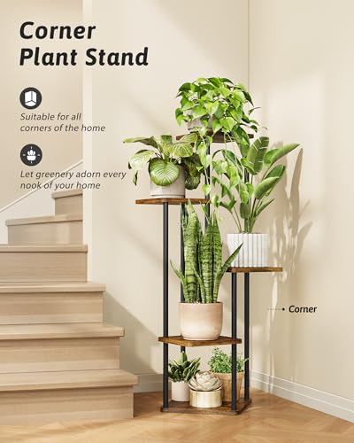 GENTINGBRO Tall Plant Stand Indoor 5 Tiered Plant Shelf - color: Brown Oak 5 Tier