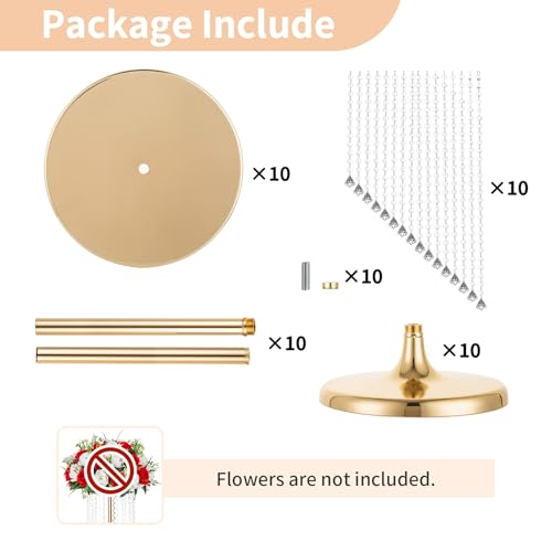 NUPTIO Tall Centerpiece for Table, Gold, 27.6", 10 Pcs - color: Gold, size: 10 Pcs 27.6 in