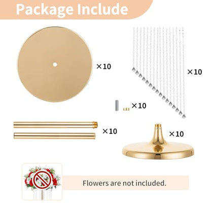NUPTIO Tall Centerpiece for Table, Gold, 27.6", 10 Pcs - color: Gold, size: 10 Pcs 27.6 in