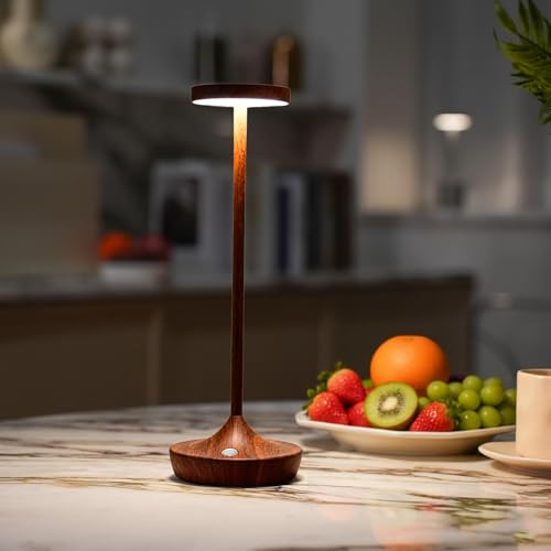 2 Pack Cordless Table Lamps, Rechargeable 6000mAh, 72H Runtime, Waterproof - color: Woodgrain