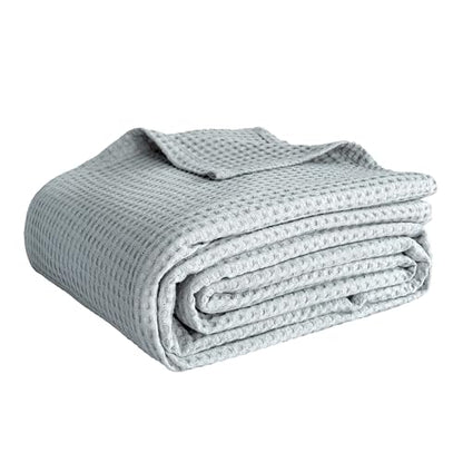 Simple&Opulence 100% Cotton Waffle Weave Throw Blanket 40"x50", Grey Blue - color: Grey Blue, size: Small(40"x50")