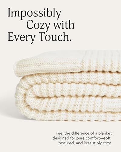 UnHide Melange Knit Blanket, Textured and Ultra-Soft Wool Throw Blanket - color: Snow White, size: Melange Wool (60" x 80")
