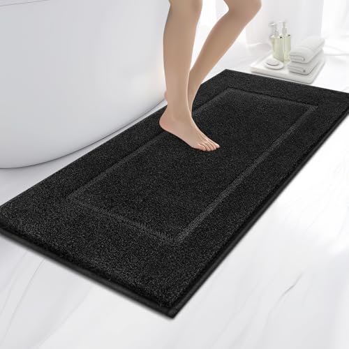 anllugs Bathroom Rugs, 24" x 60" Soft Bath Rugs, Black - color: Black, size: 24" X 60"
