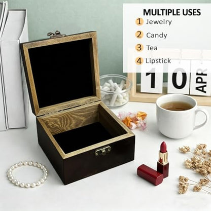 arricraft Small Wooden Keepsake Storage Box, Skeleton Skull Mushroom Plant
