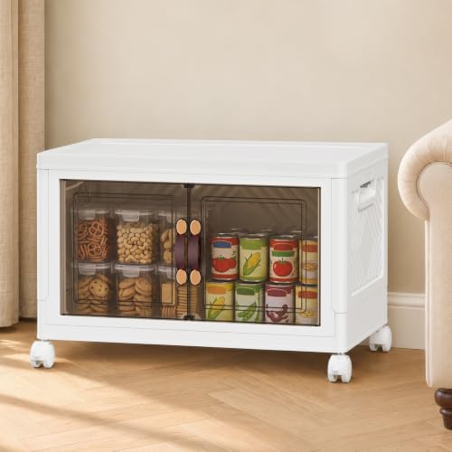 1Tier 53QT Stackable Storage Bins With Lids Portable Wheels Cabinet, White - size: 53QT(Per Tier)-1Tier