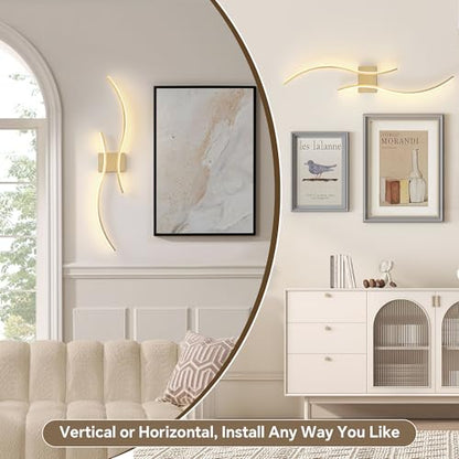 Wireless Wall Sconces Set of Two, Dimmable, 3CCT, Up to 65H Runtime - color: Brushed Brass, size: 39.3 inches (2 Pack)