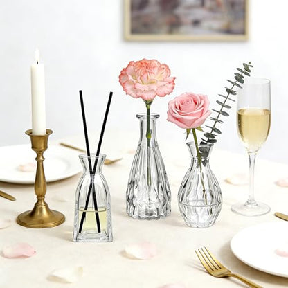 Glass Bud Vases in Bulk, 3pcs Small Glass Vase for Centerpieces - color: Clear, size: 3pcs