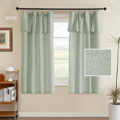 H.VERSAILTEX Linen Semi-Sheer Curtains 63 Inch for Living Room, Green Bay - color: Green Bay, size: 52"W x 63"L (Pack of 2)