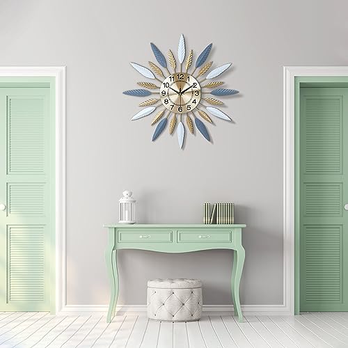 Lafocuse 23 Inch Metal Mid Century Modern Wall Clock for Living Room Decor