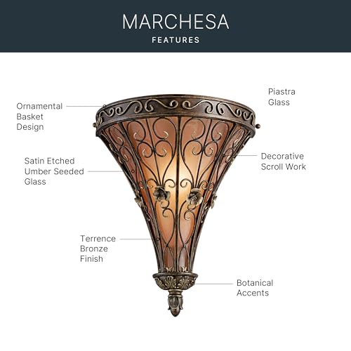 Kichler Marchesa 14.75" 1-Light Wall Sconce Light, Terrene Bronze