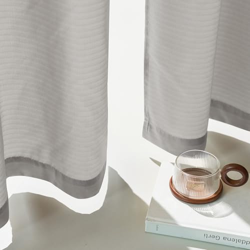 NICETOWN Semi Sheer Curtains 84 Inch Length 2 Panels Set for Living Room - color: Silver Grey, size: 52"W x 84"L (Pack of 2)