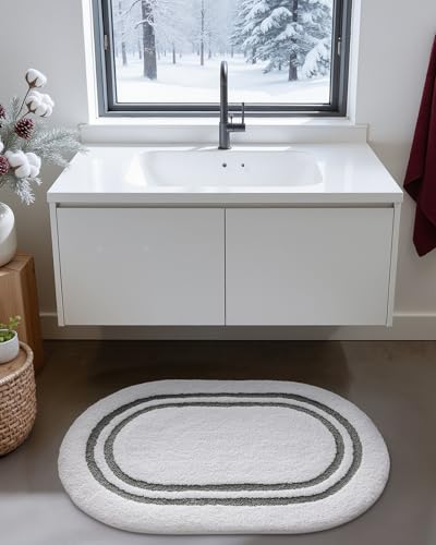 DEXI Oval Bath Mats for Bathroom Non Slip, 36x24 Bath Mat, Dark Grey - color: Dark Grey, size: 36" X 24" (Oval)