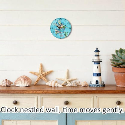 Turtle Glass Wall Clocks, 8 Inch Silent Wall Clock Non Ticking - color: Green, size: 8 Inch