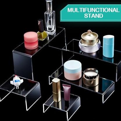 Tuanse 4 Set Acrylic Display Risers Clear Rectangular Display Stand Shelf