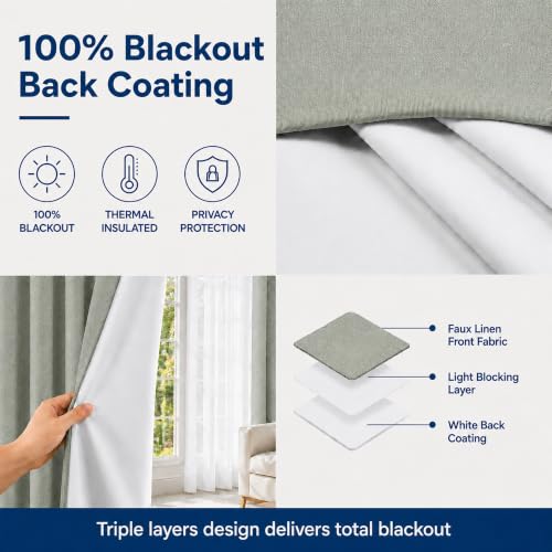 Layered Window Treatments Curtains for Bedroom, Living Room, 4 Panel Set - color: Grey, size: 37"W x 84"L (Pack of 4)