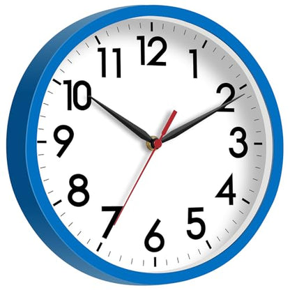 AKCISOT 8 Inch Wall Clock, Silent Battery Operated Analog Clock, Blue - color: G_blue, size: 8 Inch