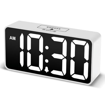 DreamSky Small Digital Alarm Clock for Bedroom with Large Big Numbers - color: White Case White Digits