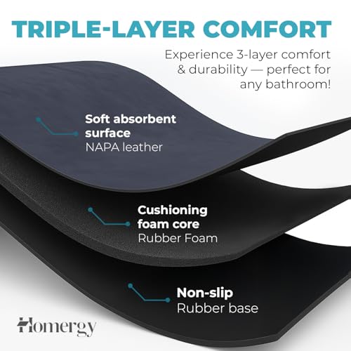 Homergy Bath Mat for Bathroom Non Slip, Quick Dry, 16x24 in, Black - color: Black, size: 16" x 24"