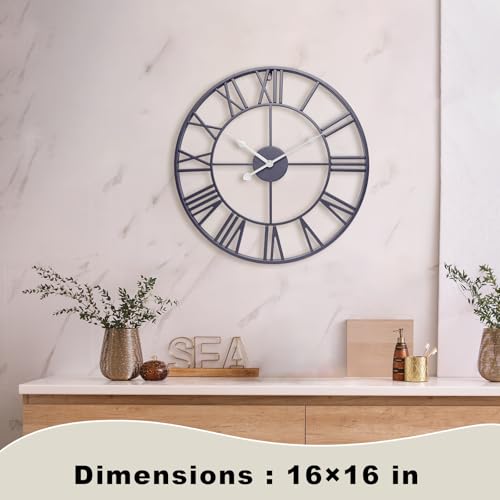 16 Inch Slate Gray Roman Numerals Wall Clocks for Living Room - color: Slate Gray, size: 16 Inch