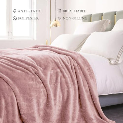 Exclusivo Mezcla Fuzzy Plush Fleece Bed Blanket King Size, Dusty Pink - color: Dusty Pink, size: 104x90 IN