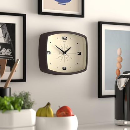 JONES CLOCKS® Movie wall Clock | Rectangular Retro Clock | 10" | Brown - color: Mocha Brown